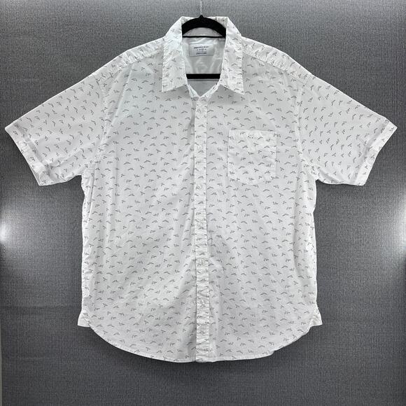 Paperdenim & Cloth Men's White Micro Printed Short Sleeve Button Up Shirt 3XL - Picture 1 of 8
